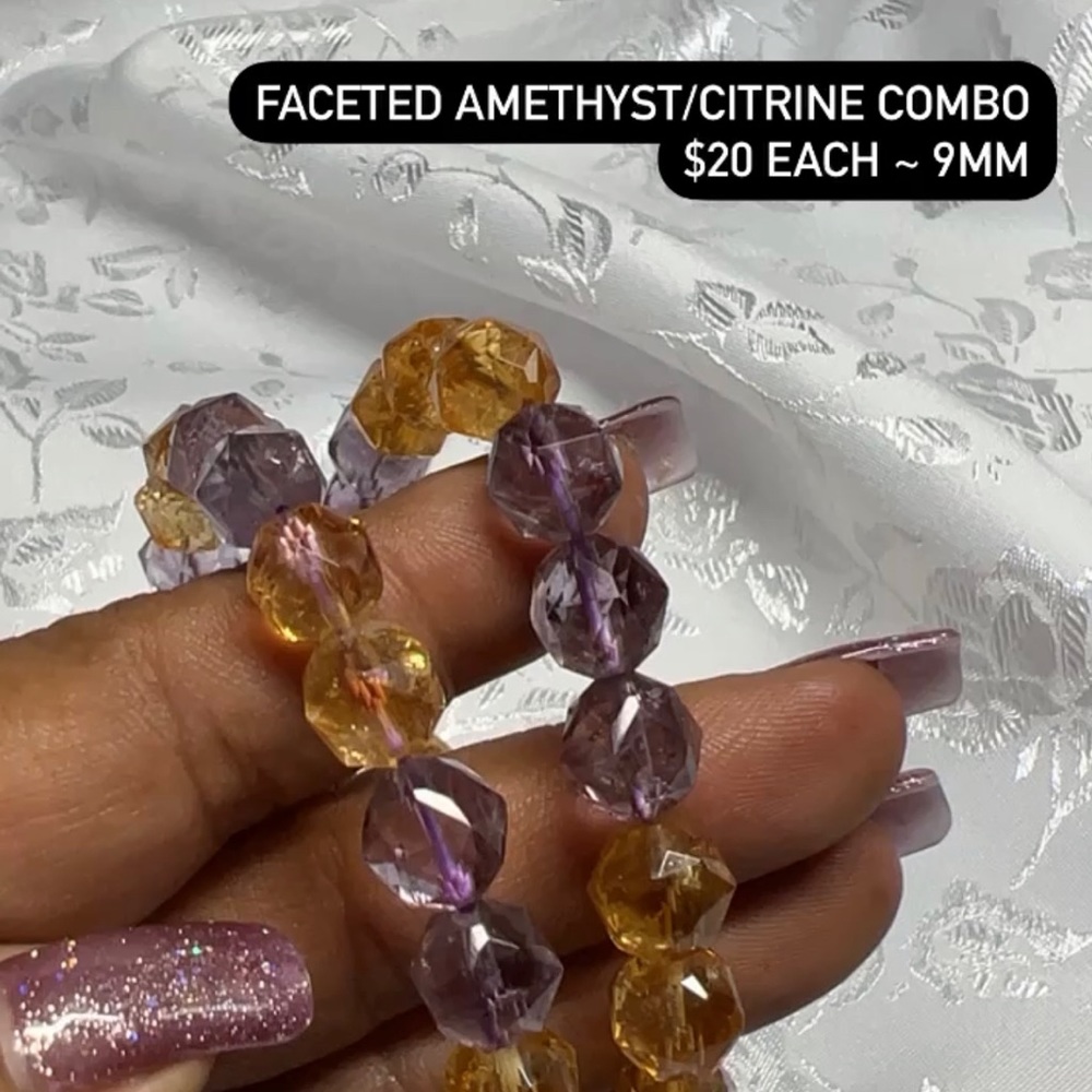 Faceted Amethyst / Citrine crystal stretch bracelet…..1 available 🤍